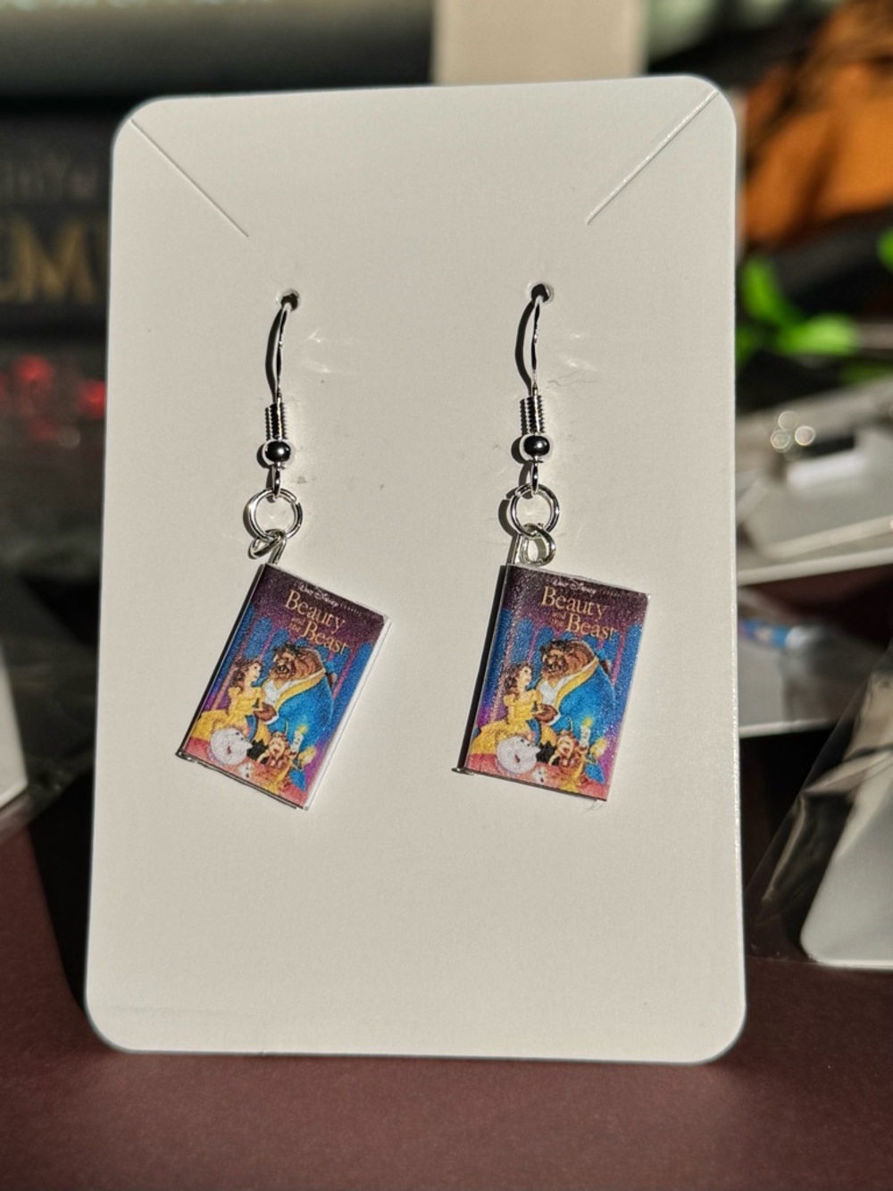 Beauty and the Beast VHS Miniature Dangle Earrings